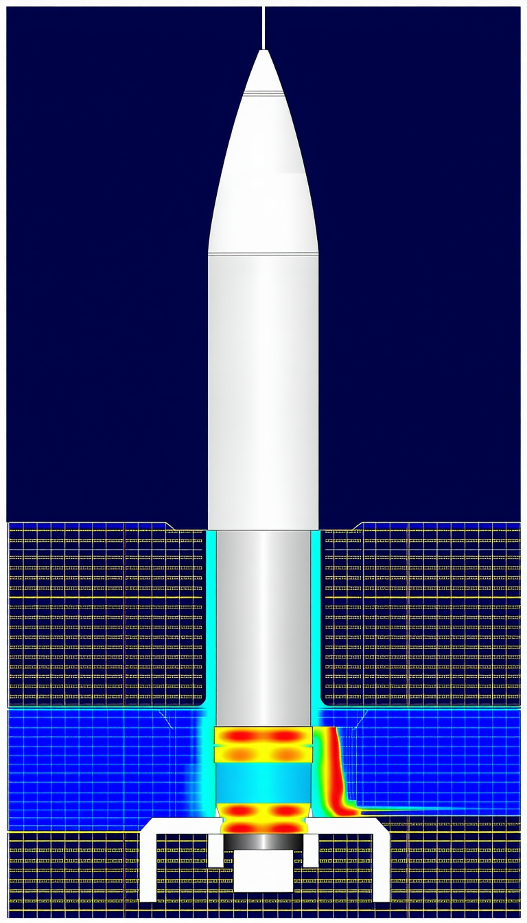 A White Rocket Ship With A Blue Background