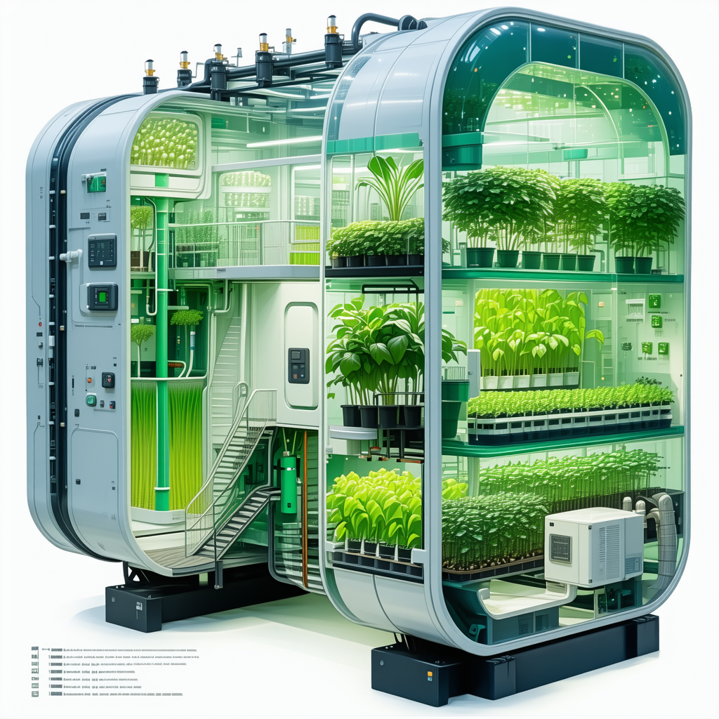 A Large, Futuristic Greenhouse Filled With A Variety Of Plants