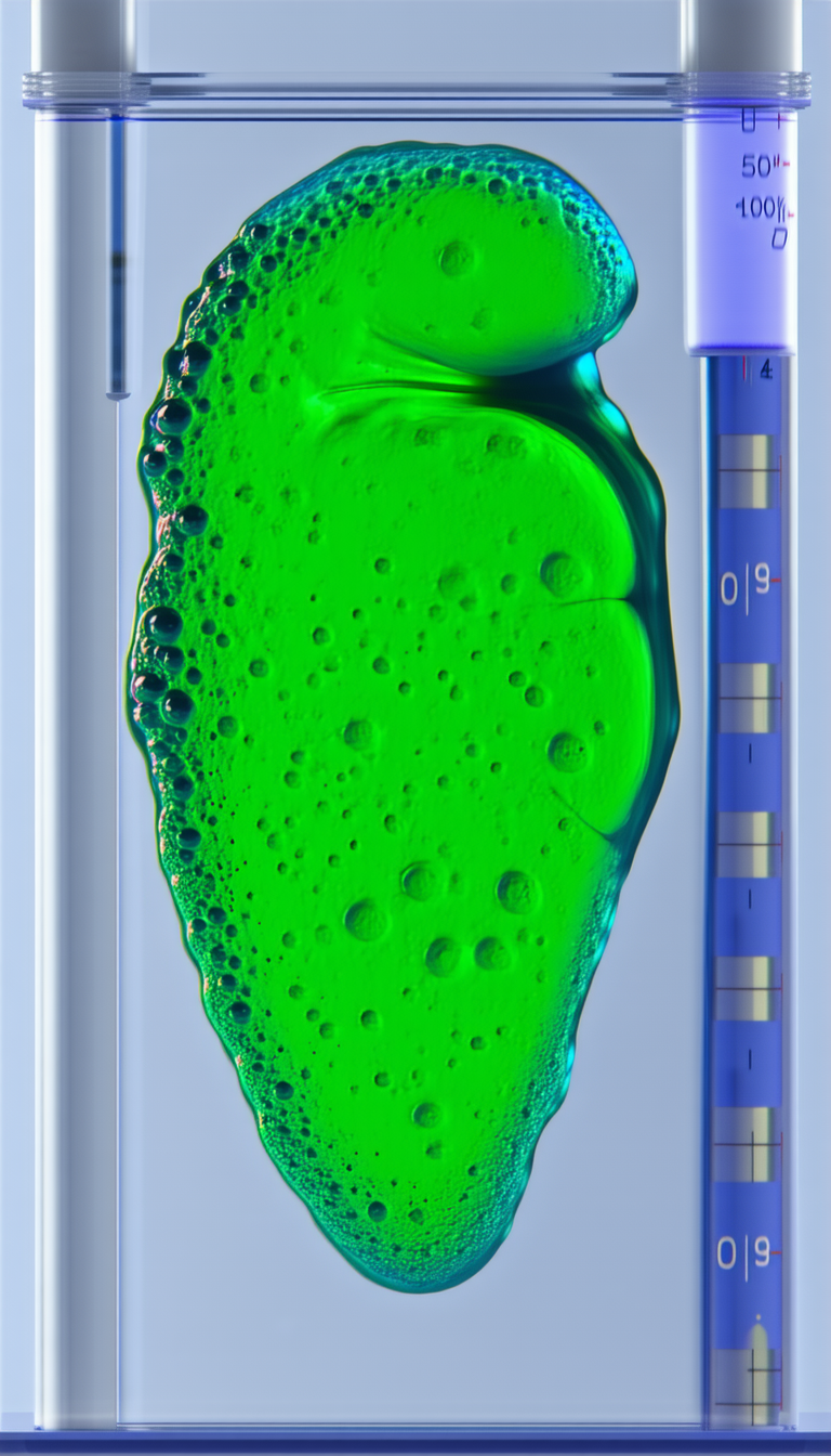 A Green Liquid, Possibly A Soap Or A Detergent, In A Container