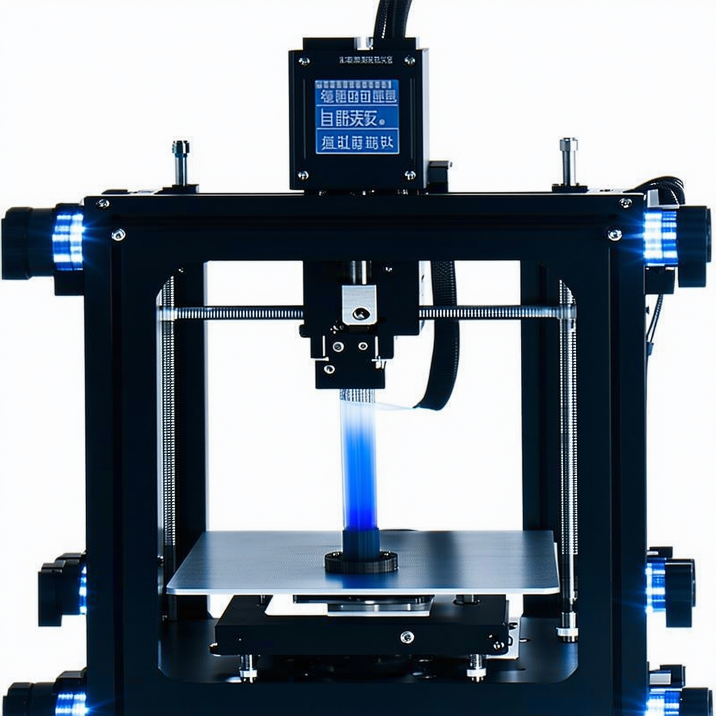 A Machine With A Blue Light On It, Possibly A Laser Cutter Or A 3d Printer