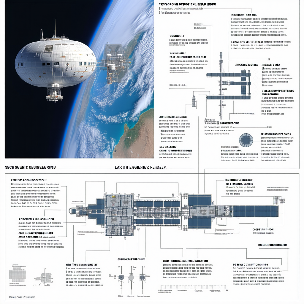 A Large Spacecraft Is Shown In A Diagram, With Various Parts Labeled