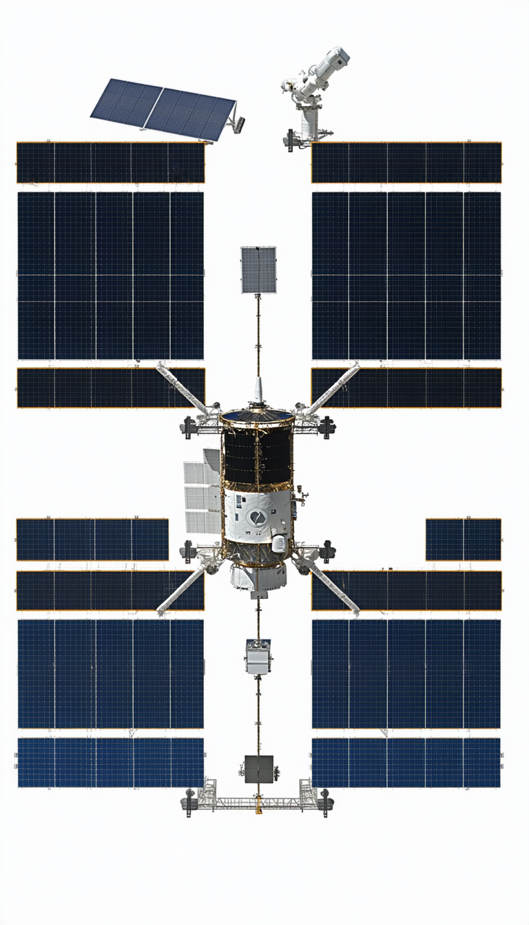 A Spacecraft With A Large Solar Panel On Its Side