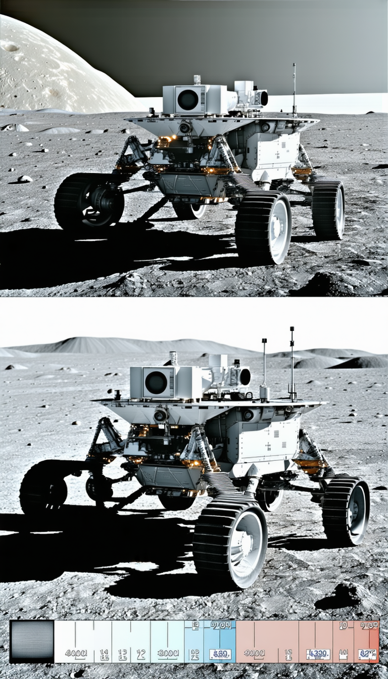A White Robotic Vehicle With Four Wheels, Sitting On A Rocky Surface