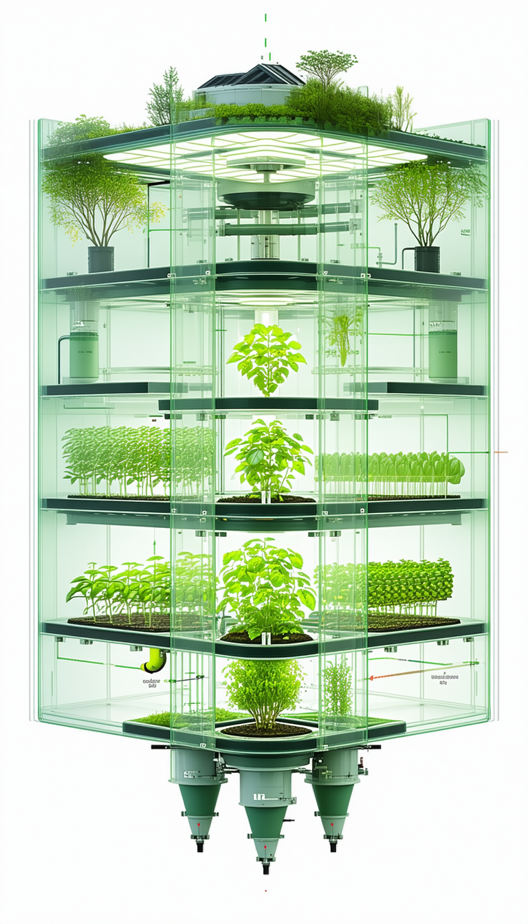 A Large Glass Case Filled With Various Plants