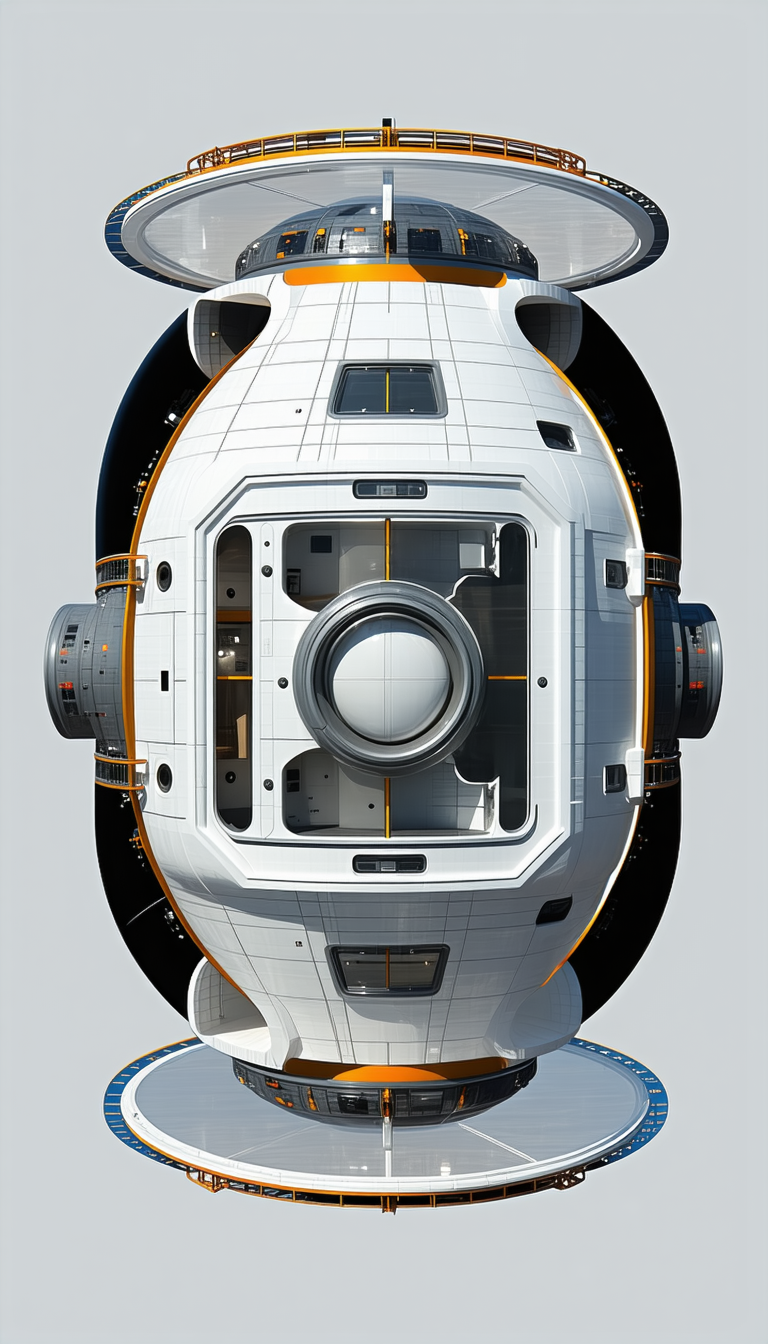 A Large White Spacecraft Is Shown In A 3d Model