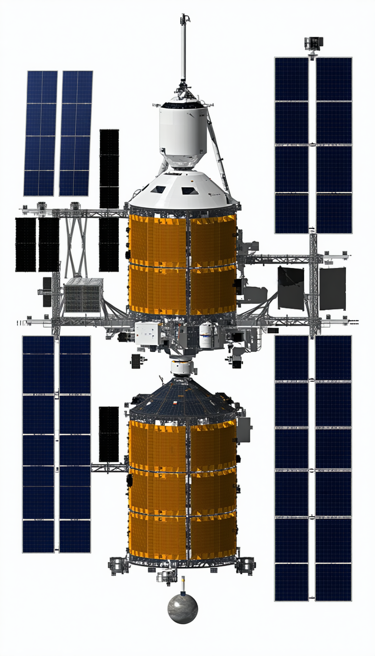 computer-generated (CGI) illustration spacecraft