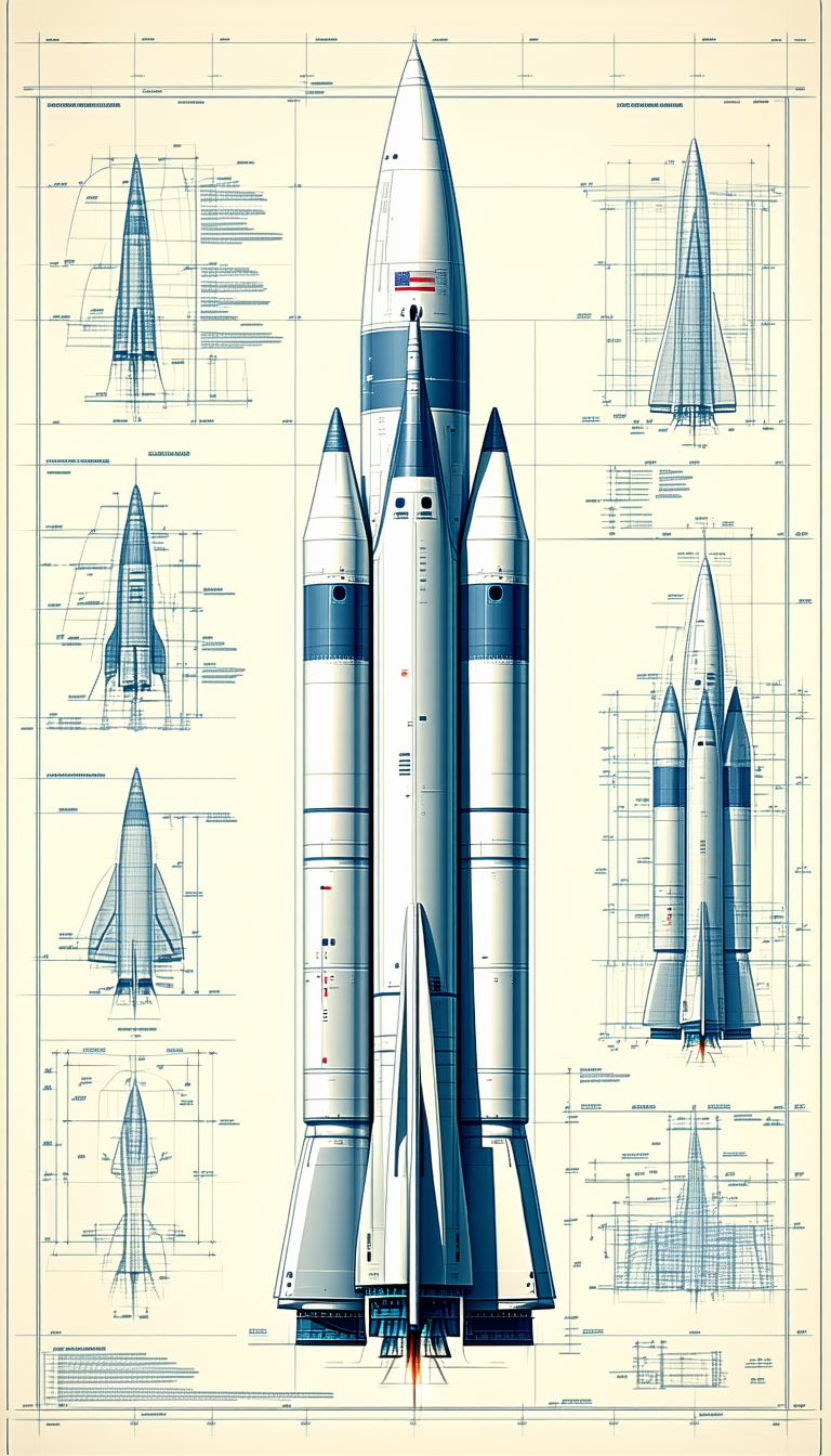 A Blue And White Rocket Ship Is Shown In A Series Of Diagrams