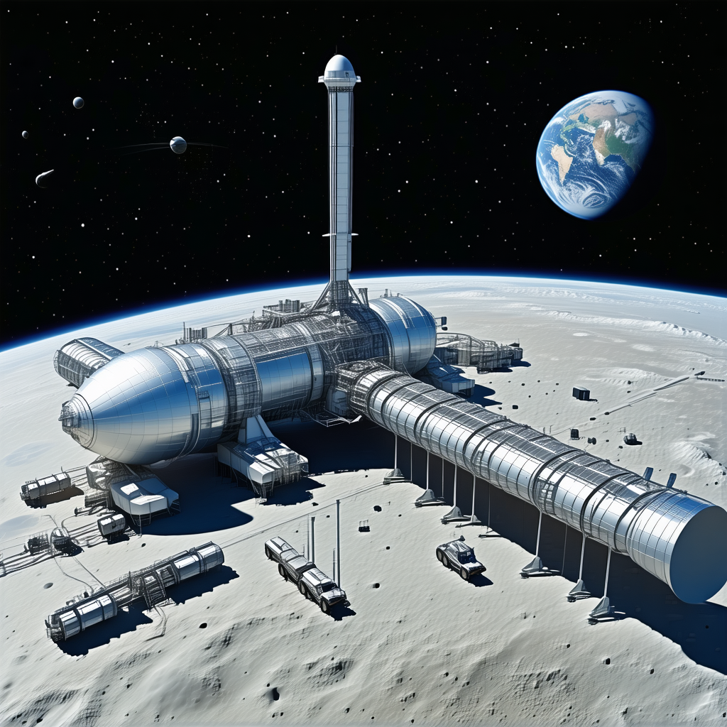 A Large Space Station With A Satellite Dish On Top Of It