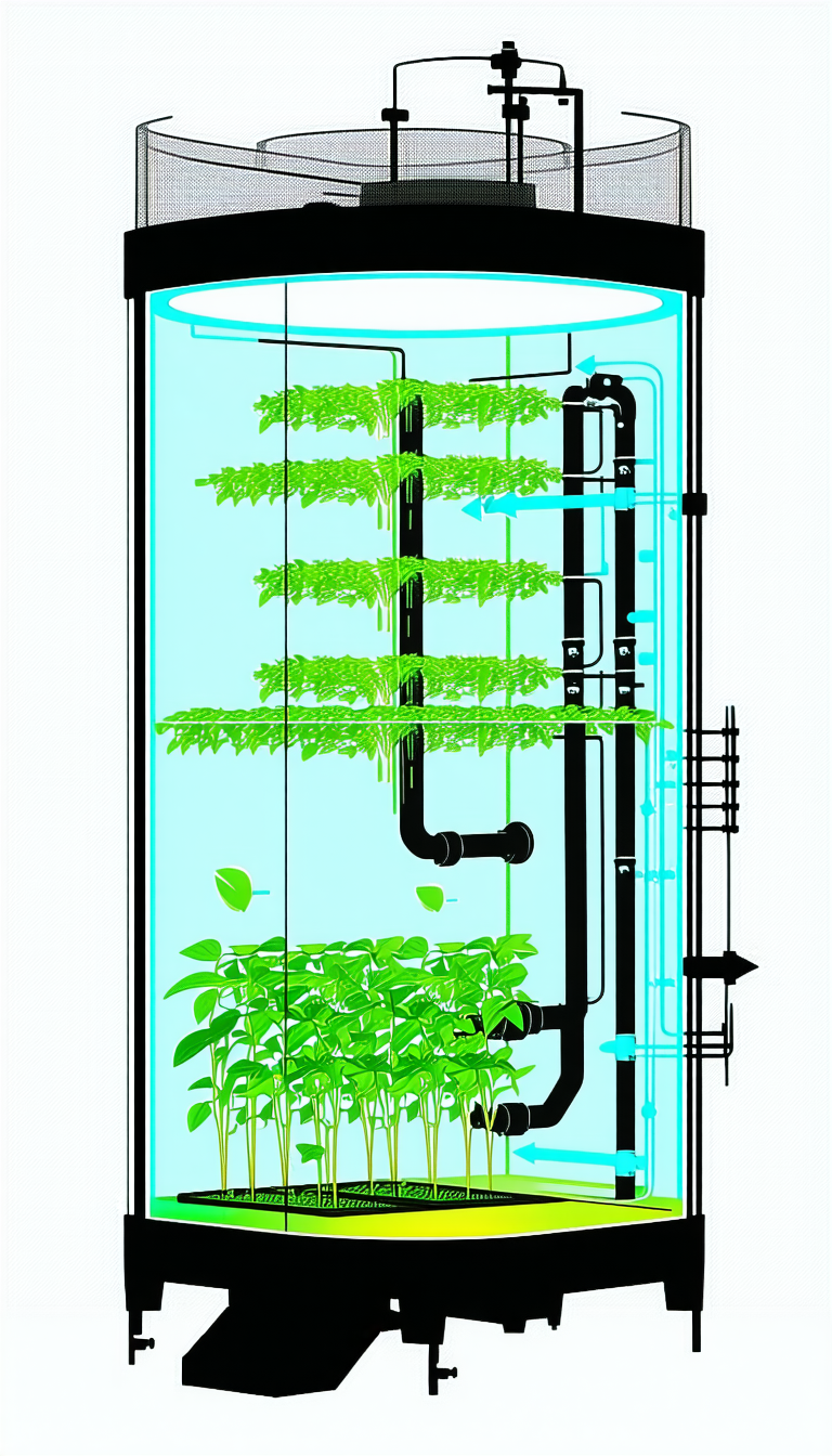 A Large, Clear Glass Container Filled With Water And Various Plants