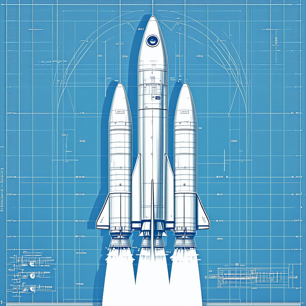 A Blueprint Of A Rocket Is Shown, With The Rocket Being The Main Focus
