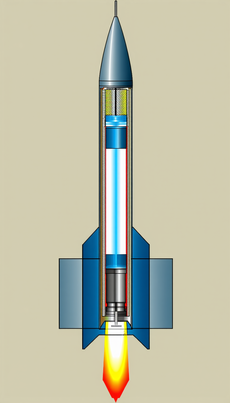 A Blue And Red Rocket Is Shown In A Close-up View