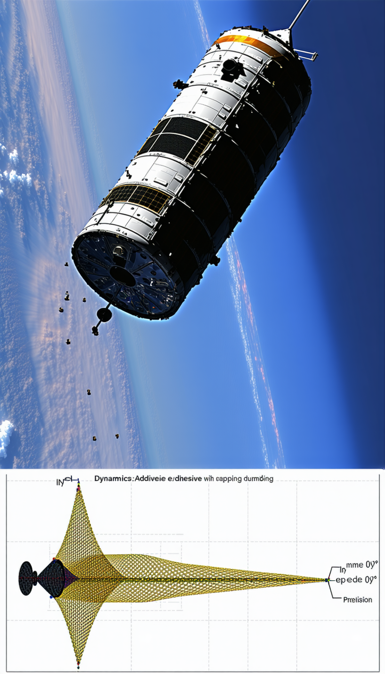 A Space Shuttle Flying Through The Sky, With A Large Satellite Attached To The Back Of It