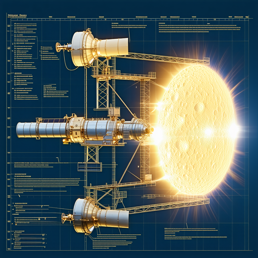The Image Is A Futuristic Drawing Of A Space Station With A Large Sun In The Center
