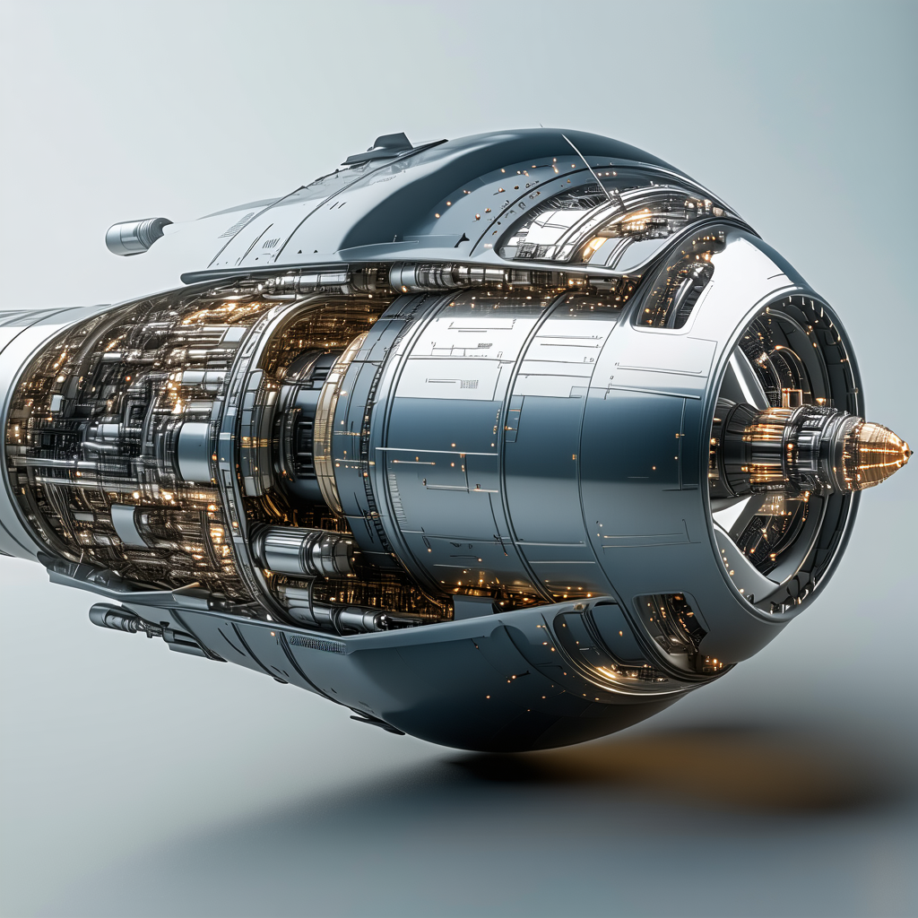 A Large, Futuristic Spacecraft Is Shown In A Close-up View