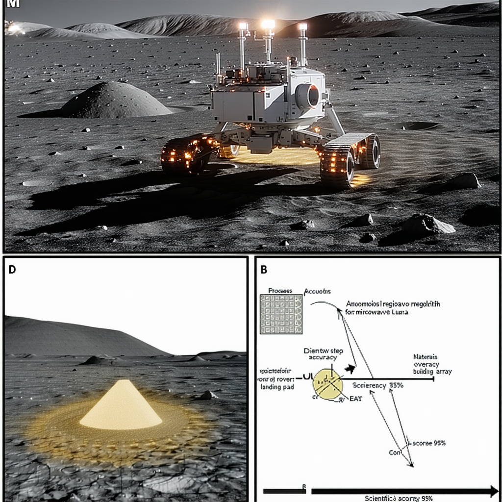 The Image Is A Collage Of Two Pictures, One Of Which Is A Close-up Of A Rover On The Moon