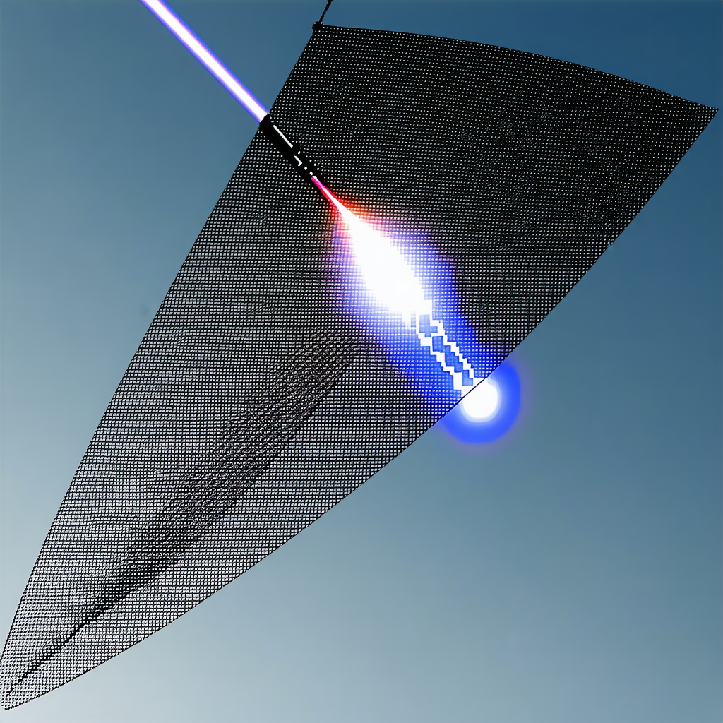 A Blue Sky Is The Backdrop For A Red Laser Beam That Is Shooting Upwards