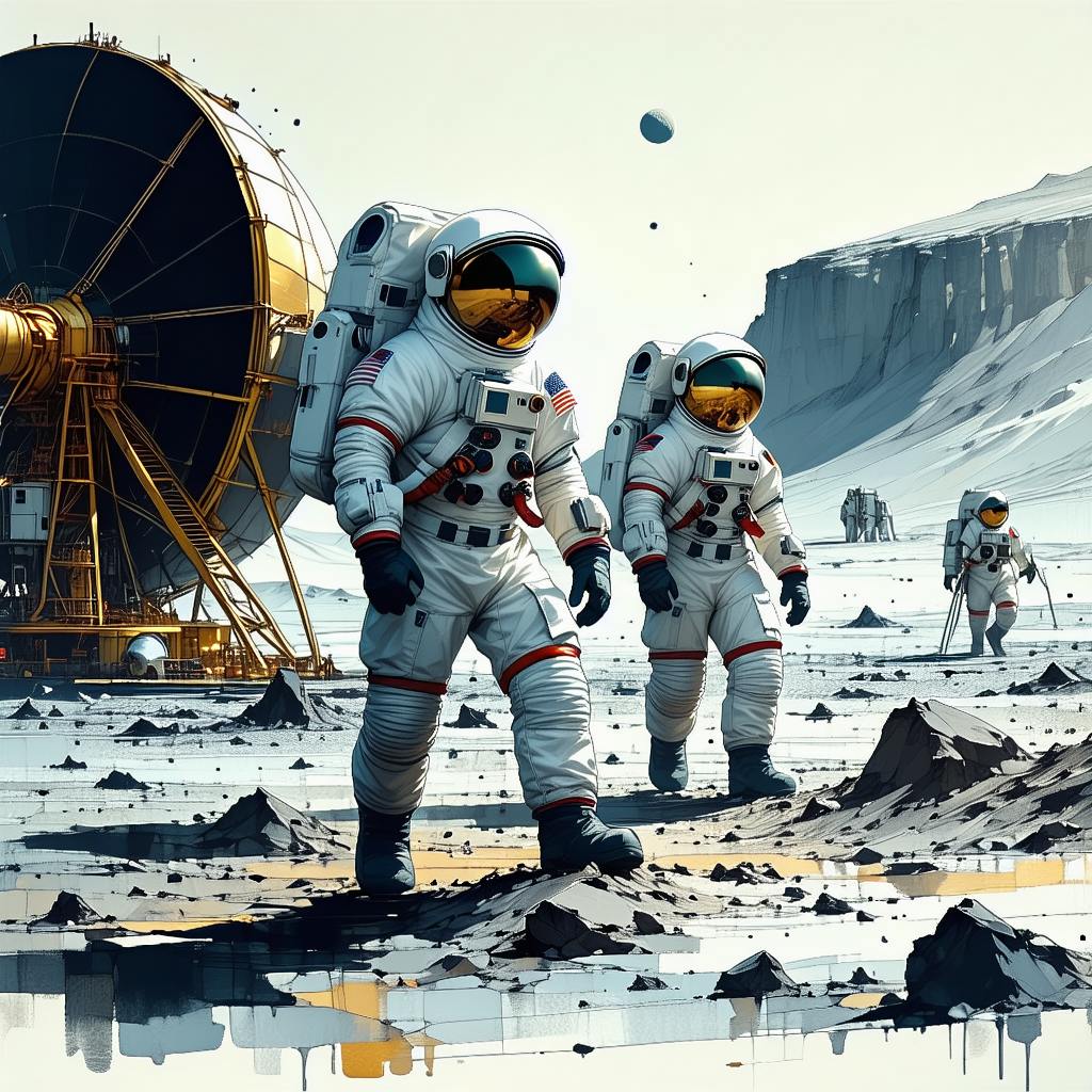 In The Image, There Are Four Astronauts Walking On A Rocky Surface, Likely On A Distant Planet