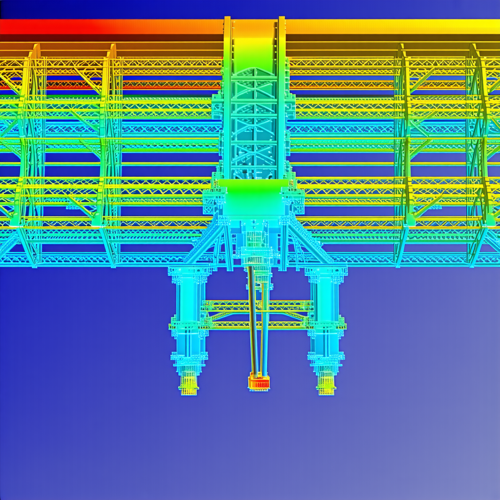 The Image Is A 3d Model Of A Bridge, With A Focus On The Underside Of The Bridge