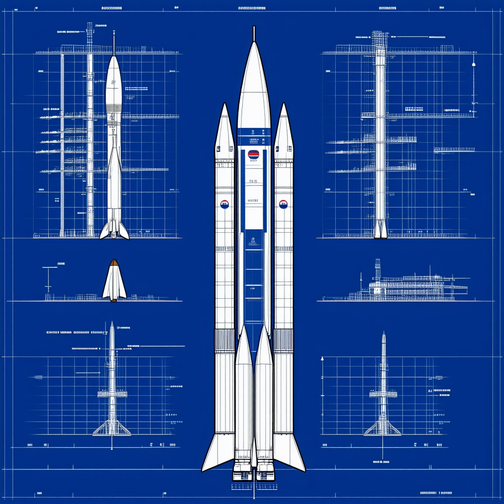 A Blue Diagram Shows The Different Parts Of A Rocket
