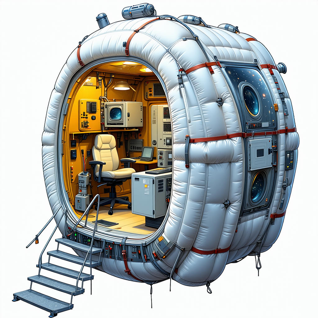 A Futuristic Space Station With A Large, Round, White Dome As Its Main Structure