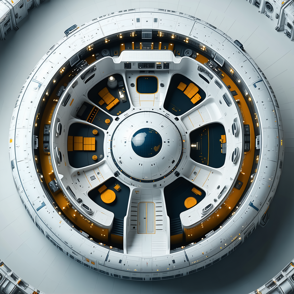 A Large White Spacecraft Is Shown In A Close-up View