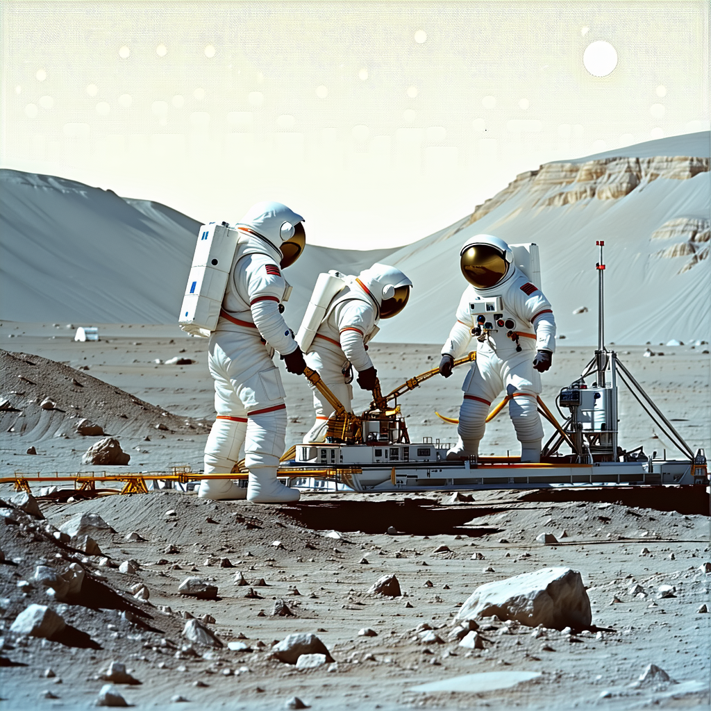 In The Image, There Are Three Astronauts Standing On A Rocky Surface, Possibly On The Moon