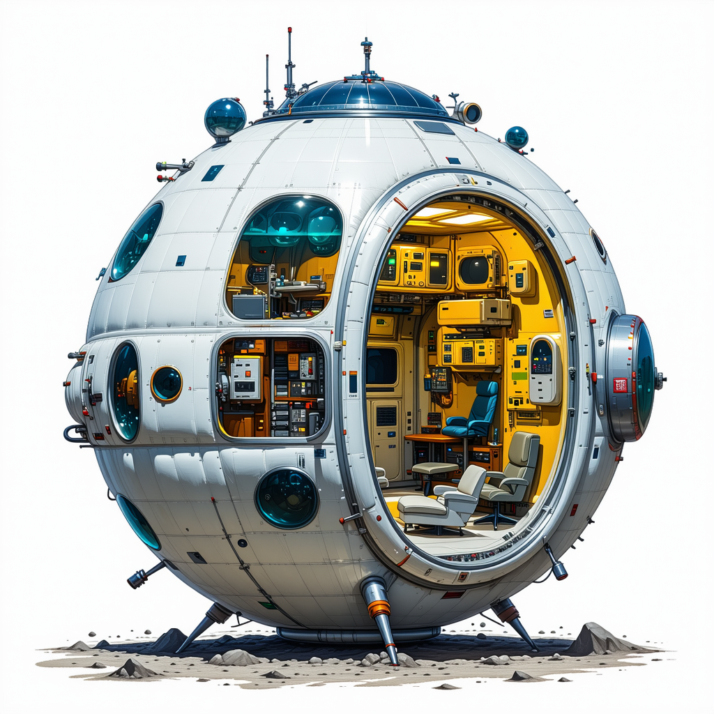 A Large, White, Round Spacecraft With A Dome-shaped Top