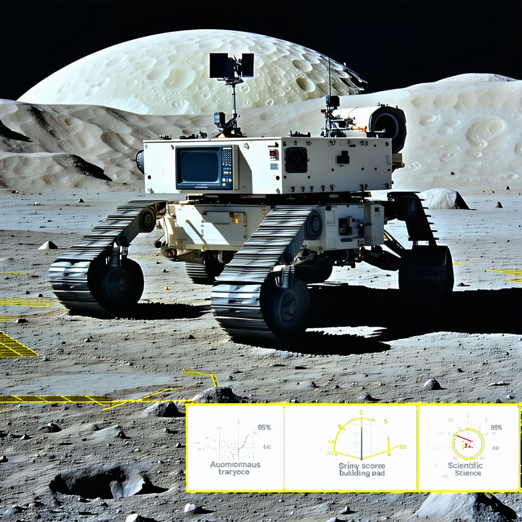A Robotic Vehicle, Possibly A Rover, Parked On The Surface Of A Planet