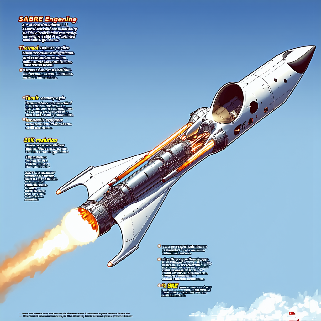 A White Rocket Is Shown In A Blue Sky, With A Close-up Of The Rocket's Engine