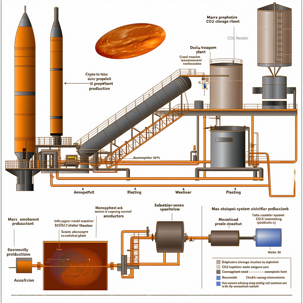 A Diagram Is Shown Of A Factory With A Large Orange Rocket Ship In The Center