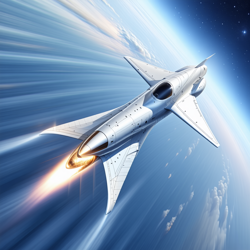 A White Jet Is Flying Through The Sky, Leaving A Trail Of Smoke Behind It