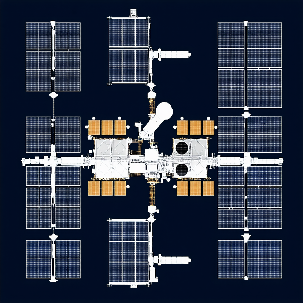 The Image Is A Detailed, Three-dimensional Model Of A Space Station