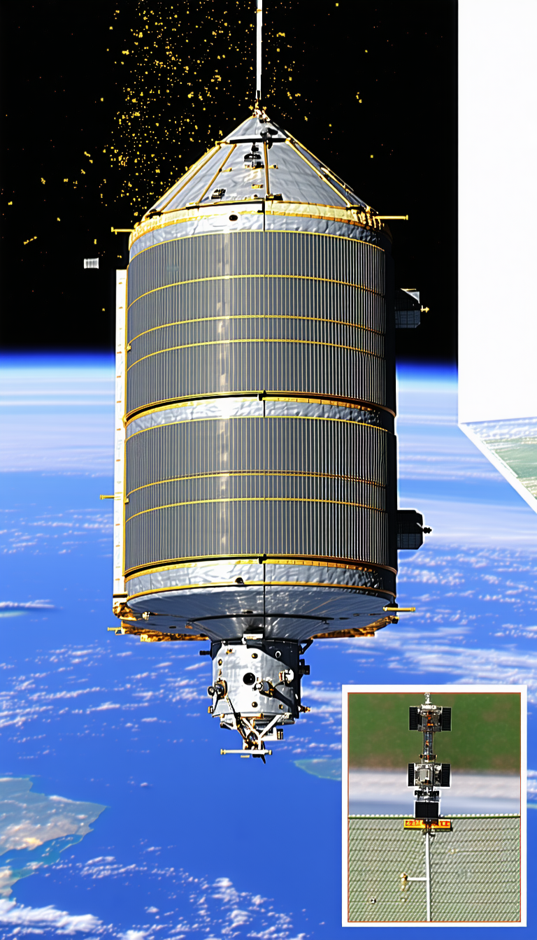A Large Spacecraft Is Seen In The Sky, With A View Of The Earth Below