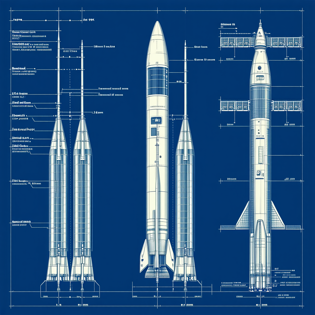 A Blue Diagram Shows The Different Parts Of A Rocket