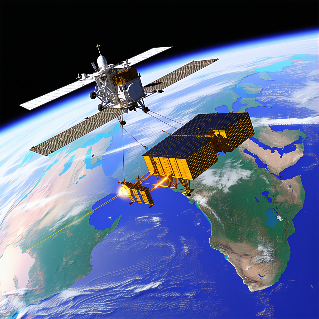 A Space Shuttle With A Large Satellite Attached To Its Back