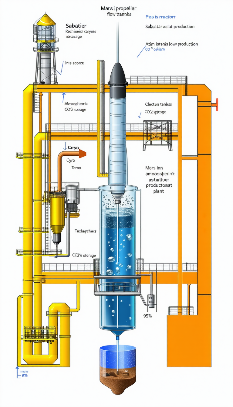 The Image Is A Detailed Drawing Of A Chemical Plant, Showing The Process Of Producing A Blue Liquid