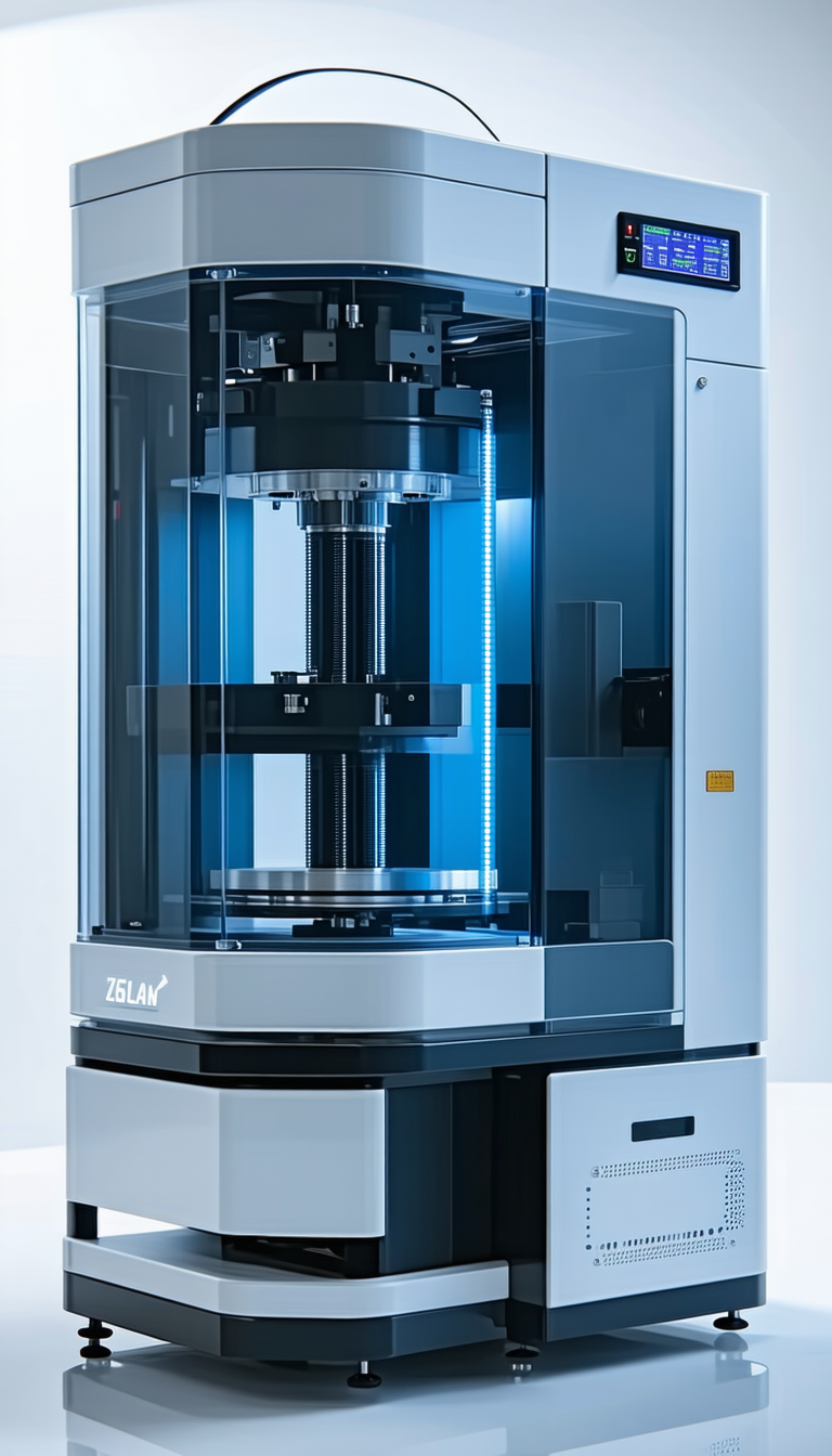 A Large Machine Is Sitting On A White Table