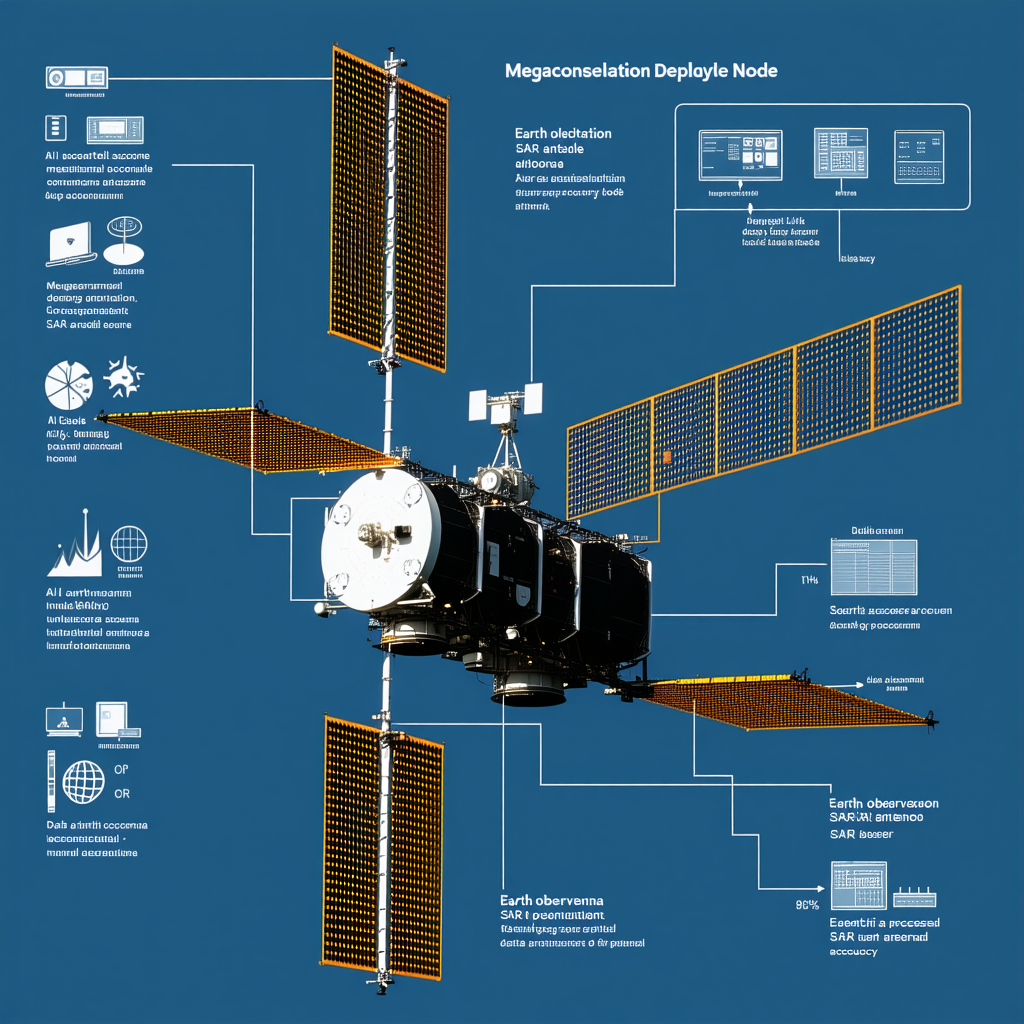 A Diagram Is Displayed On A Blue Background, Showing The Various Components Of A Spacecraft
