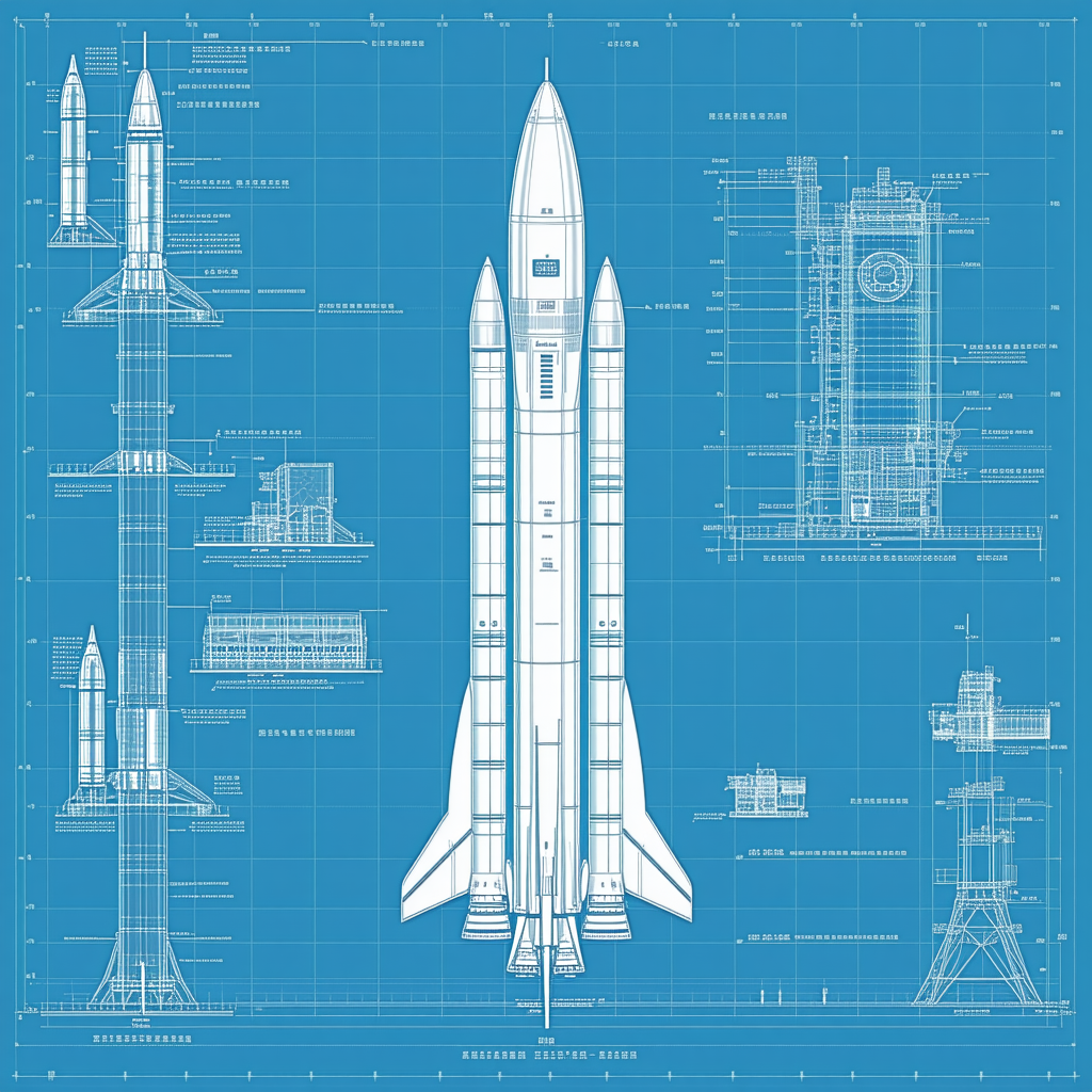 A Blue Diagram Of A Space Shuttle Is Displayed, Showing The Various Parts Of The Shuttle