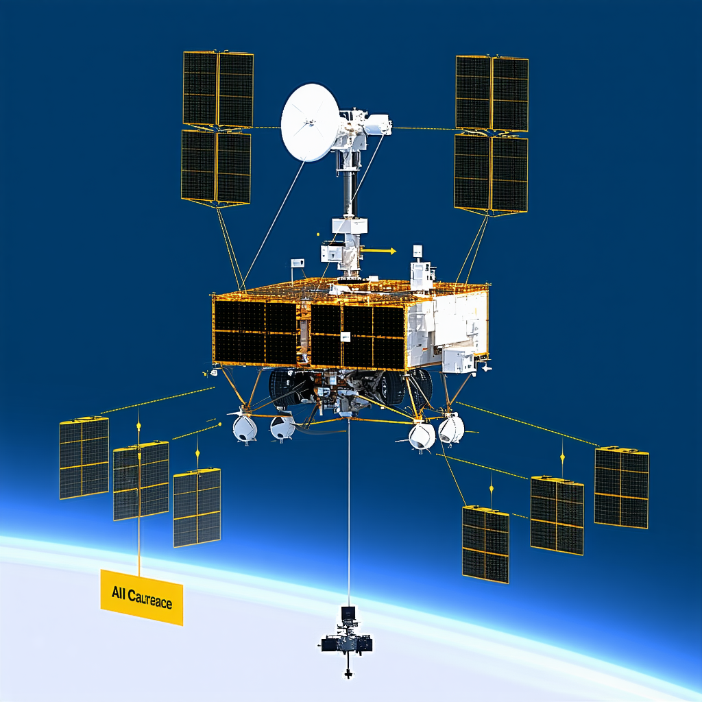 A Spacecraft With A Large Satellite Dish On Top Of It
