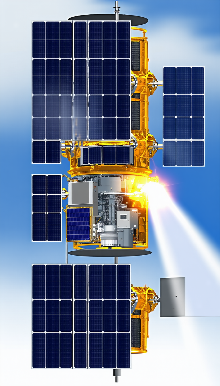 A Large, Yellow Spacecraft With A Solar Panel On Top