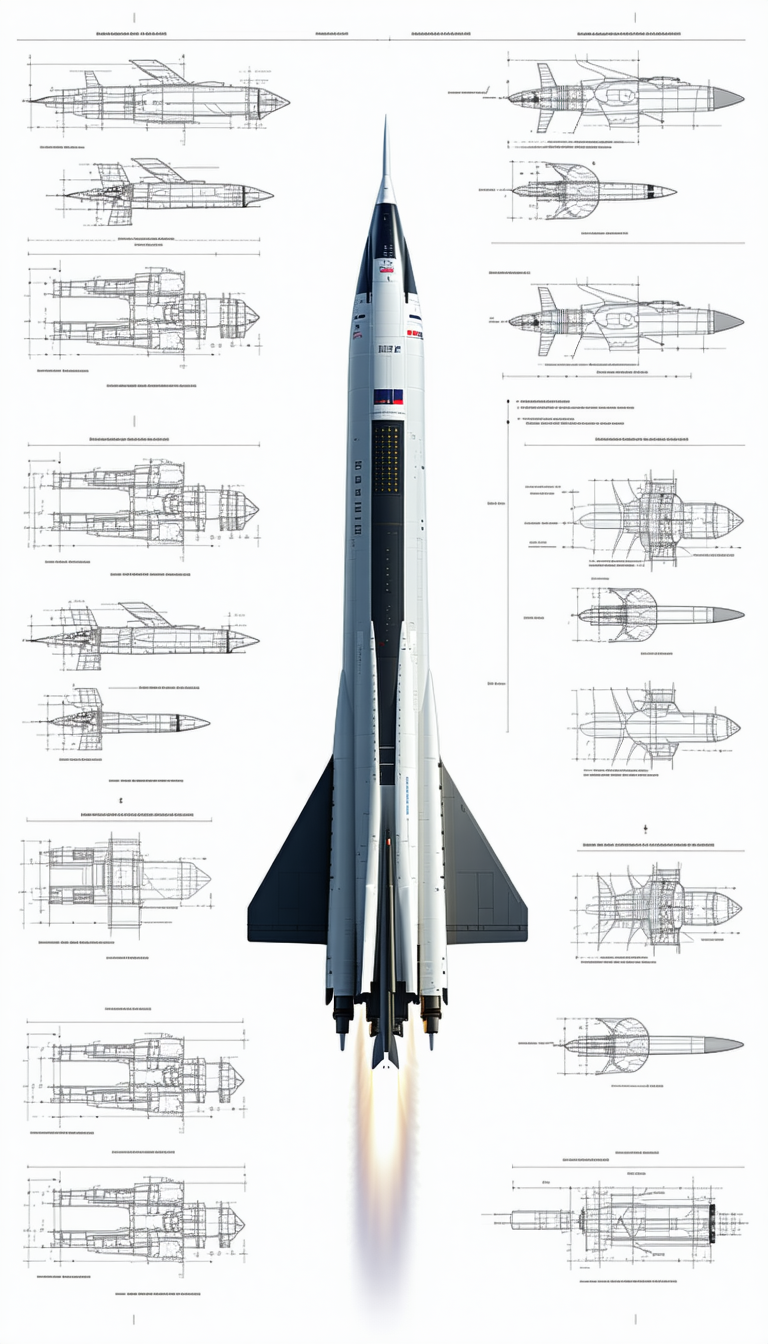large white rocket ship shown
