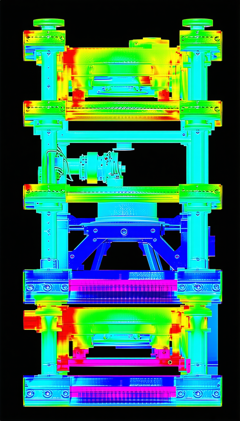 A Large Blue And Orange Machine Is Shown In A Close-up View