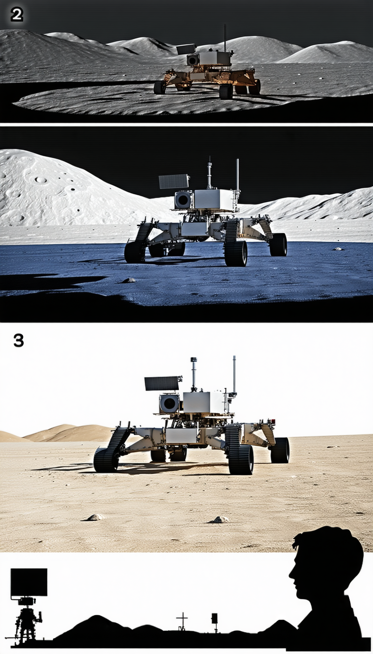 A White Rover Vehicle On A Sandy Surface, Possibly A Desert