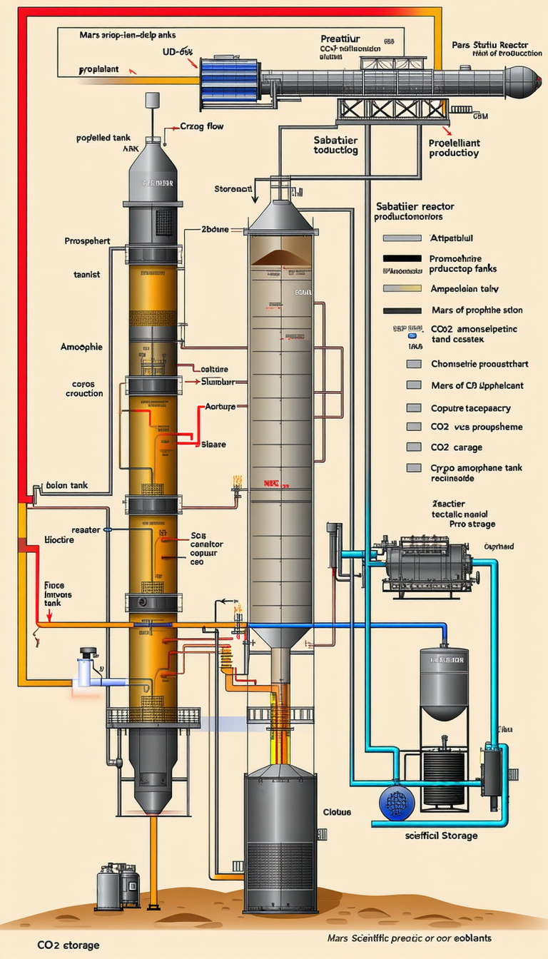A Large Industrial Plant Is Shown In A Diagram, With A Large Tower And A Pipe System