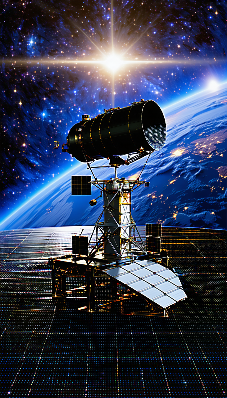 A Space Station With A Large Satellite Dish On Top Of It