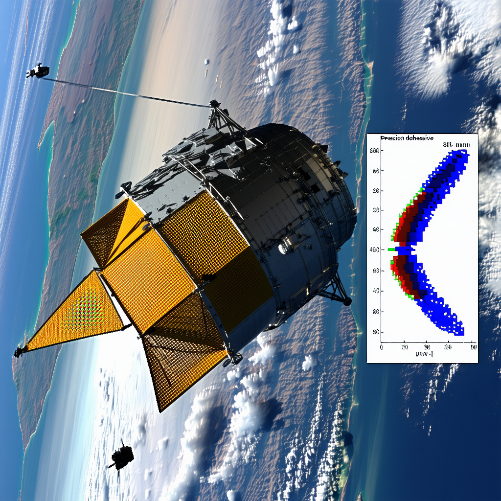 A Space Shuttle Is Flying Through The Sky, With A Large Satellite Attached To The Back Of It