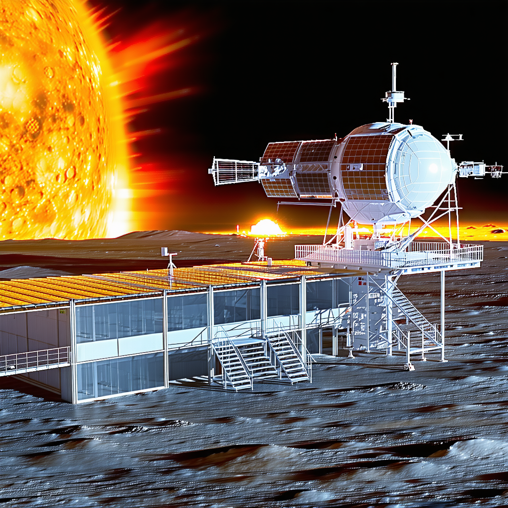 A Large Space Station Is Located On The Moon, With A Large Dome On Top
