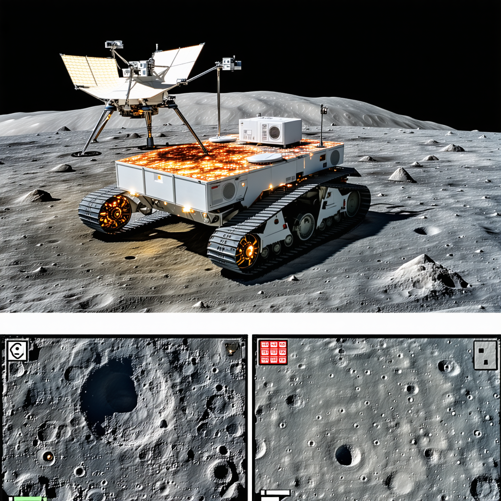A White Robotic Vehicle On A Rocky Surface, Possibly A Moon Or A Planet