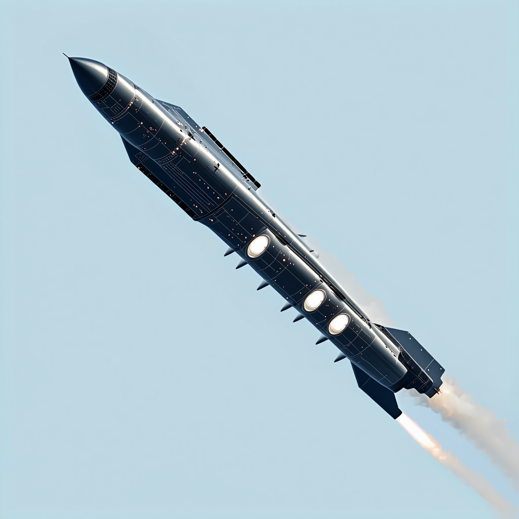 A Missile Is Flying Through The Sky, Leaving A Trail Of Smoke Behind It